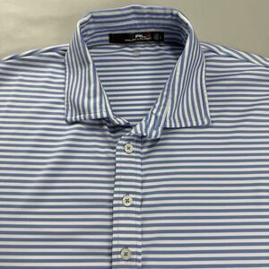 Ralph Lauren RLX Mens Blue Stripe Polo Sz Large Preppy